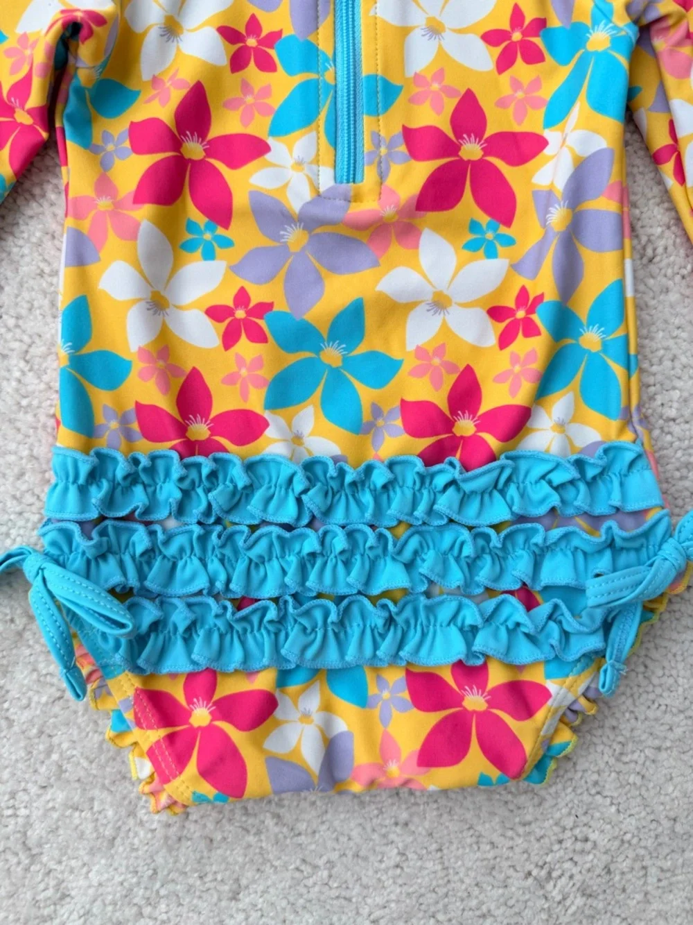 Ruffle Butts Yellow Multi Floral Long-Sleeve Rashguard - Picture 8 of 11
